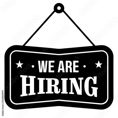 We are hiring hanging sign board black silhouette vector illustration