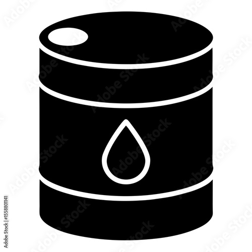 Metal barrel with oil drop symbol silhouette vector illustration