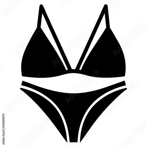 Bikini swimsuit summer fashion apparel black silhouette vector illustration