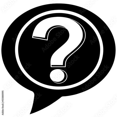 Question mark in a speech bubble black and white silhouette vector illustration