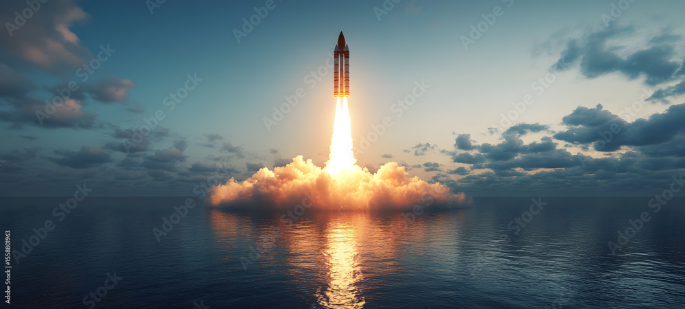 Obraz premium space shuttle launch at sea