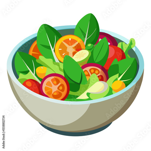 Isolated vegetarian salad illustration on a white background perfect for healthy eating and lifestyle themed designs and