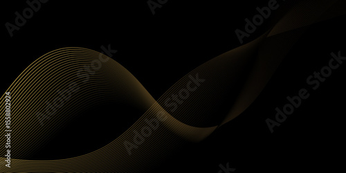 Abstract golden wavy lines Digital frequency track equalizer background. Curved wave smooth stripe seamless pattern. Wave lines created using blend tool. graphic design template banner business wave.	