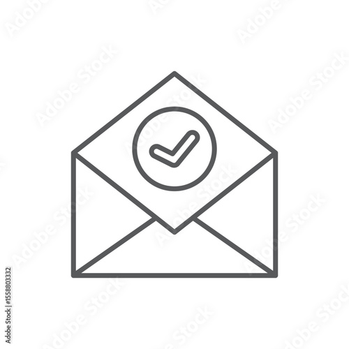 Capture the essence of confirmed communication with this elegant line style icon, featuring an open envelope and a reassuring check mark inside. Perfect for success notifications or verified messages