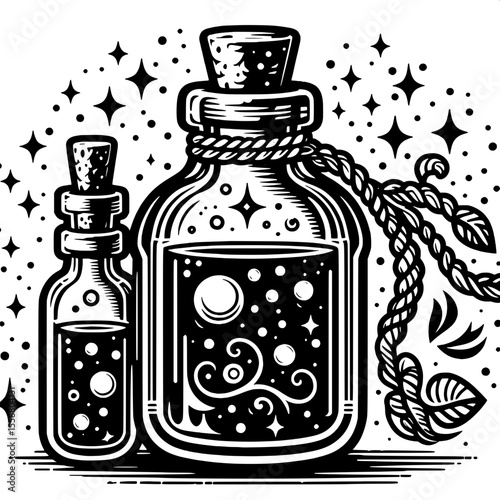 Potion Bottle with Bubbles SVG