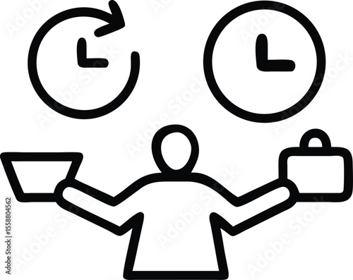 Work life balance icon vector for wellbeing and career themes