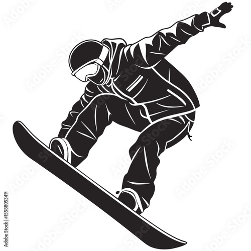 Snowboarder in Action: A Powerful Silhouette Graphic