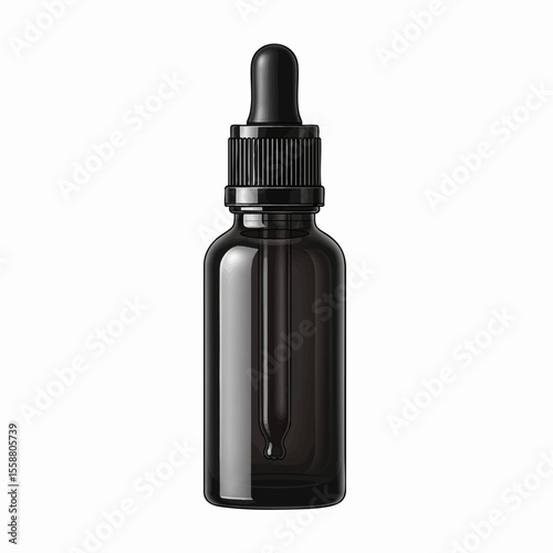 Matte Black Cylinder Dropper Bottle
