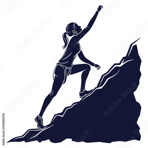 Woman Ascending a Mountain: A Silhouette of Perseverance and Achievement