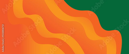 abstract background with curve and wave in layer of color from orange to dark green can be use for technolgy and energy company presentation advertisement food and drinking product label vector eps.