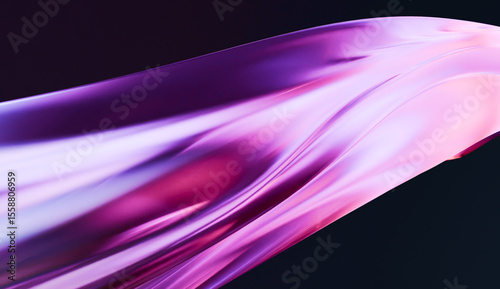 abstract dynamic modern background Dark transparent glass curves background, 3d rendering
