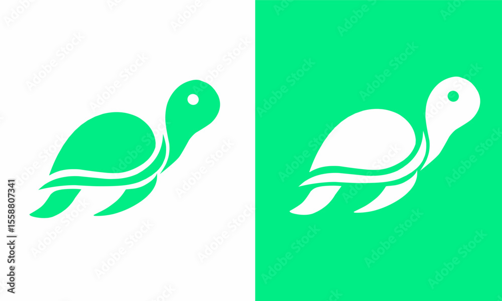 Naklejka premium Minimalist Turtle Logo Design illustration elements