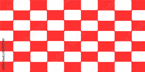 Seamless Red and White Geometric Checkerboard Pattern