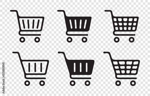 Shopping Cart and Basket Icon Set – Vector Silhouette Collection