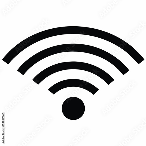 Simple Wireless Network Icon Design for Wi Fi Connectivity Signal Strength and Internet Access in Digital Communication