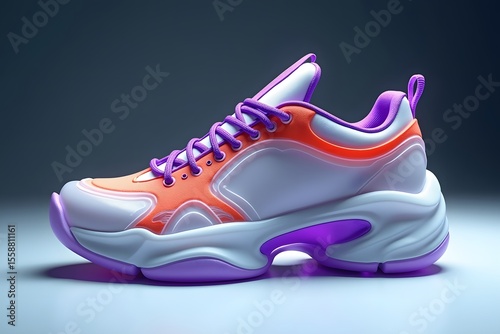 Orange purple white athletic shoe sneaker footwear