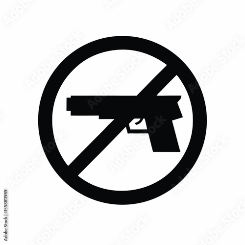 No Guns Allowed Symbol A Vector Illustration of a Prohibition Sign for Firearms and Weapons