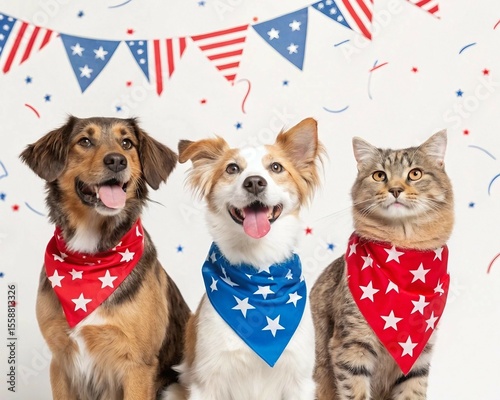 dog and american flag with gift *