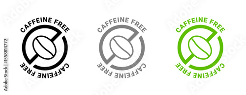 Caffeine free vector logo icon sign. Allergy decaffeinated coffee symbol health natural eco label.