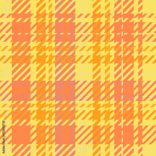 Vector seamless plaid pattern in yellow and orange colors.
Repetitive bright tartan pattern. Design for fabric, wrapping paper, textiles, social media, packaging, postcards, stickers.