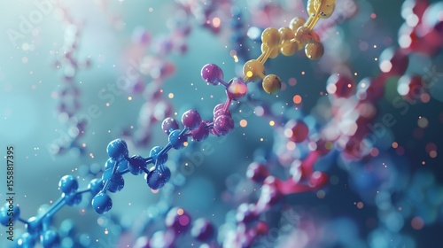 Spinal Muscular Atrophy Awareness Month. 3D molecular visualization of Spinraza (nusinersen) drug mechanism, antisense oligonucleotide structure, SMN2 gene splicing modification