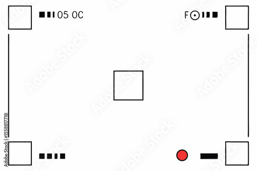 Video Camera Viewfinder Frame Design with Recording Screen Elements for Film Broadcast and Creative Projects