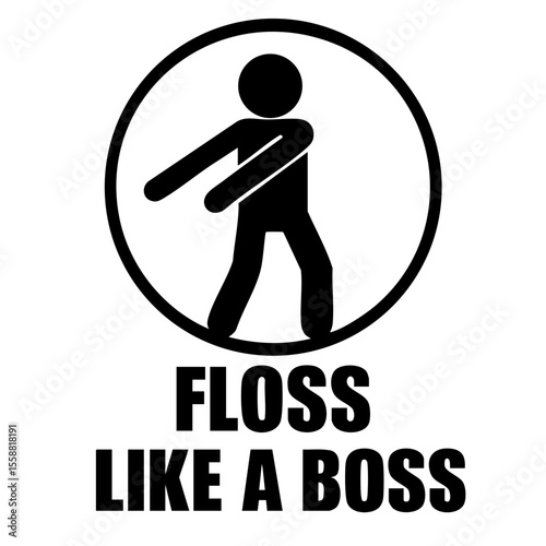Stick figure dancing the floss with confidence in black and white  