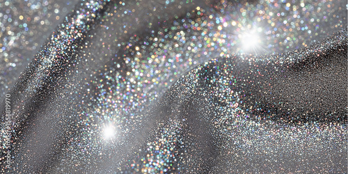 Silver glitter fabric sparkling with bright lights
