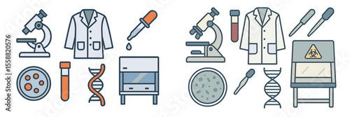 Scientific equipment and lab materials used in biological research and analysis in a modern laboratory setting
