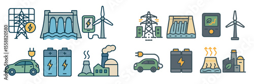 Diverse energy sources and technologies representing renewable and non-renewable power generation methods