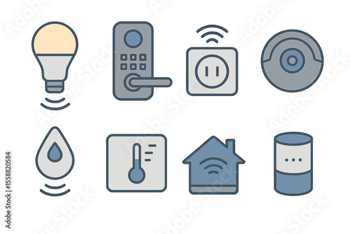 Smart home gadgets including light bulb, thermostat, and security features enhancing modern living