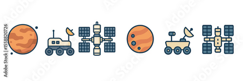 Exploration of Mars through rovers, orbiters, and planetary images showcasing key missions and technology