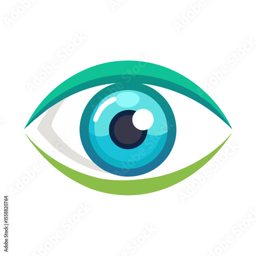 Eye care concept with a central focus featuring vibrant colors and a clean white background for medical