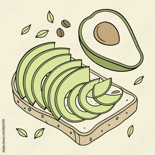  Fresh Avocado Slices on Toast