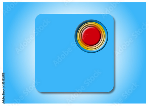 abstrakter blauer Button mit rotem Knopf