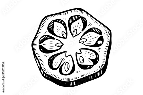 Okra vector engraving style illustration