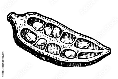 Okra vector engraving style illustration
