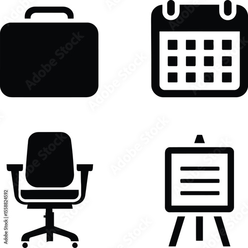 Workday Essentials  Minimal Black Icons for Business and Office Themes