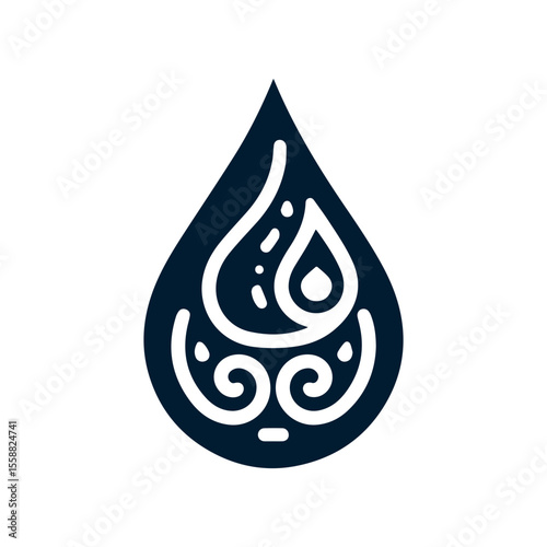 Tribal water droplet design in dark blue