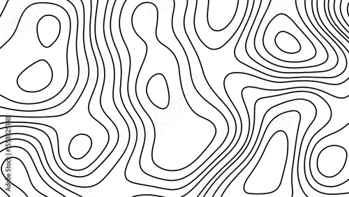 Contour map background. Vector geography scheme and terrain. Light topography grid map. Contour lines. Black and white seamless design. Delightful tileable isolines pattern.