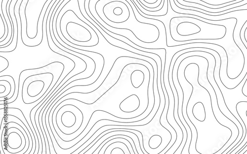Contour map background. Vector geography scheme and terrain. Light topography grid map. Contour lines. Black and white seamless design. Delightful tileable isolines pattern.