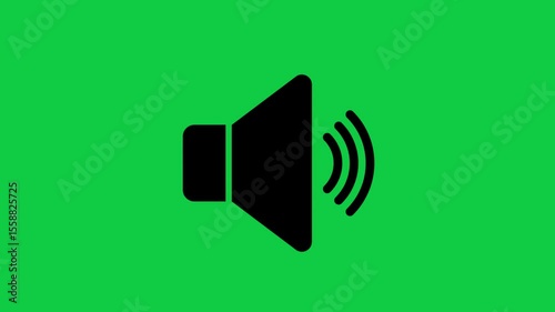 Audio speaker icons line art symbols, 2d graphic animation on green screen background, 4k footage