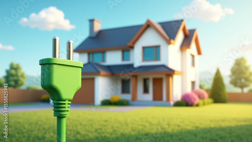 Green power plug - house




