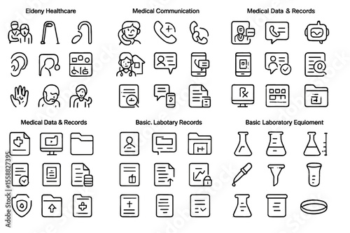Icon set for healthcare communication and medical data management