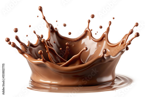 delicious chocolate splash in perfect motion isolated on white background   PNG , AI GENERATED