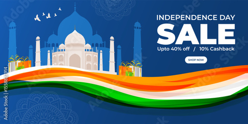 Vector illustration of Indian Independence Day Sale social media template