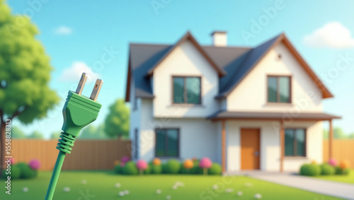 Green power plug - house




