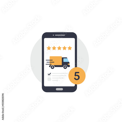 Flat icon of user rating delivery experience on mobile app