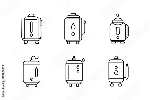 water heater line art vector illustration