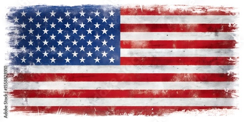American flag illustration in watercolor technique with a gritty background.